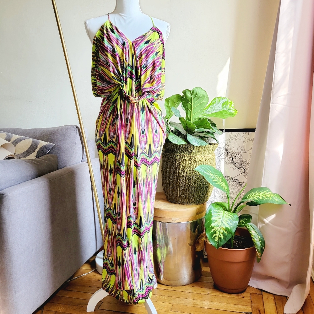 Multicolored Spaghetti Strap Maxi Dress Small